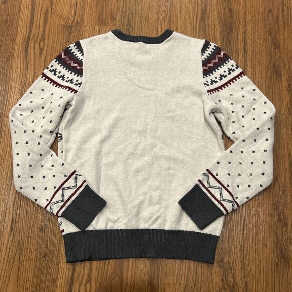 Lands End Sweater Womens Small Gray Bear Fair Isle Pullover Winter Cotton New - Picture 5 of 5